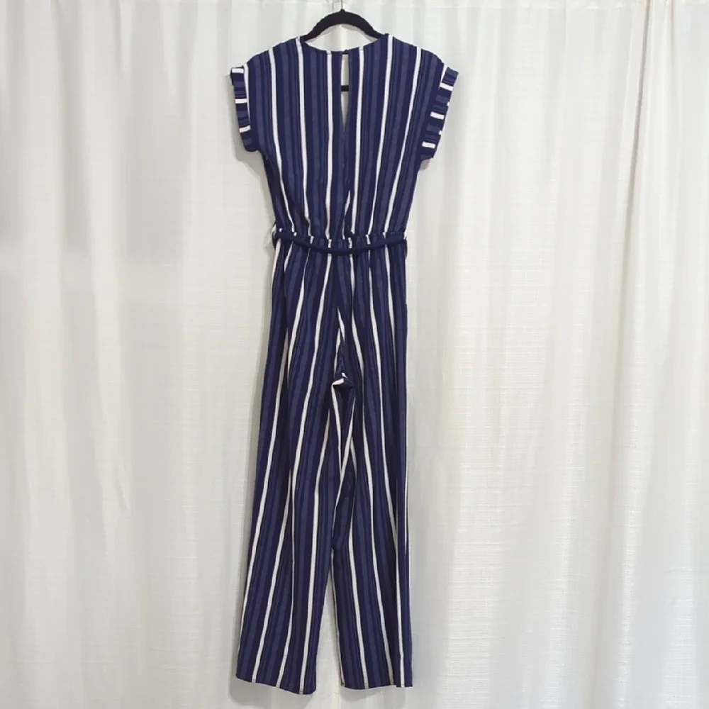 Monteau - Striped Navy Jumpsuit - Size XS - Picture 13 of 16